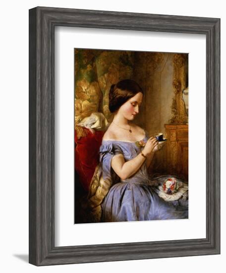 Taking Tea in the Drawing Room-Arthur Hughes-Framed Giclee Print