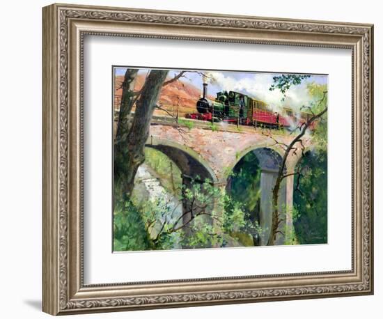 Tal-Y-Llyn Railway on the Dolgoch Viaduct, 1967 (Oil on Canvas)-Terence Cuneo-Framed Giclee Print