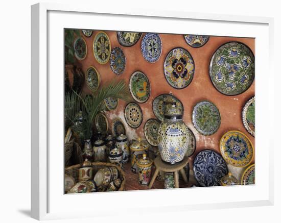 Talavera Pottery on Display, Puerto Vallarta, Mexico-Merrill Images-Framed Photographic Print