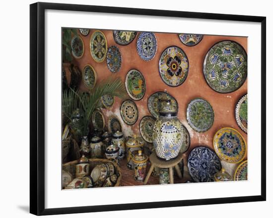 Talavera Pottery on Display, Puerto Vallarta, Mexico-Merrill Images-Framed Photographic Print