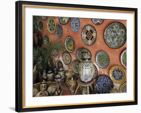 Talavera Pottery on Display, Puerto Vallarta, Mexico-Merrill Images-Framed Photographic Print