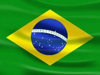 Brazil Map Flag Soccer-talitha-Framed Art Print