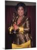 Talk Show Host Oprah Winfrey Holding Emmy Award-null-Mounted Premium Photographic Print