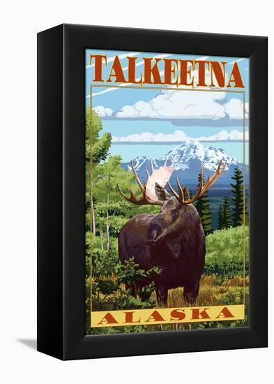 Talkeetna, Alaska - Moose Scene-Lantern Press-Framed Stretched Canvas