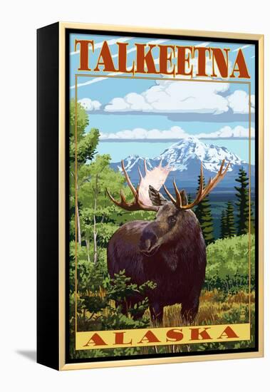 Talkeetna, Alaska - Moose Scene-Lantern Press-Framed Stretched Canvas