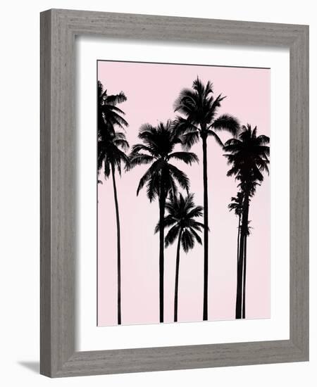 Tall Palms Black on Pink I-Mia Jensen-Framed Art Print