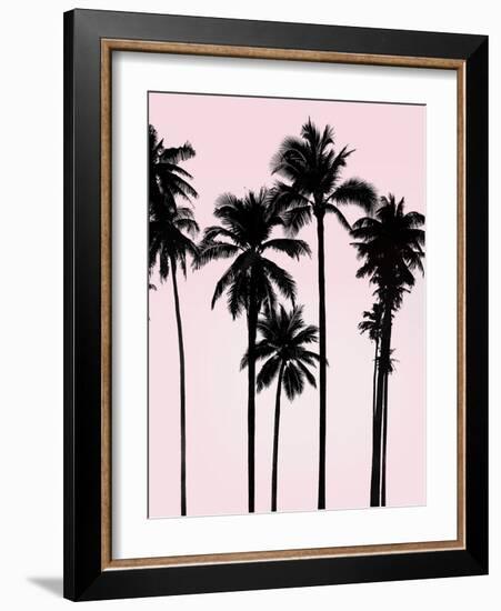 Tall Palms Black on Pink I-Mia Jensen-Framed Art Print