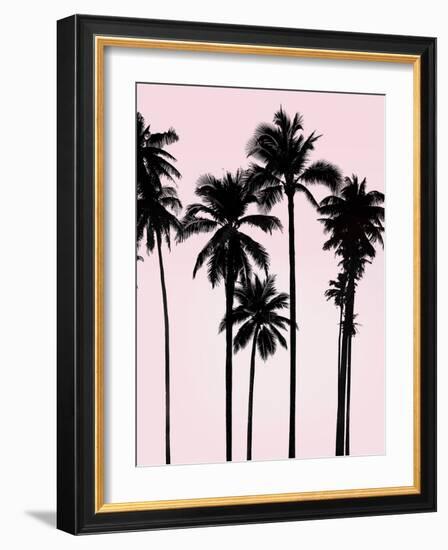 Tall Palms Black on Pink I-Mia Jensen-Framed Art Print