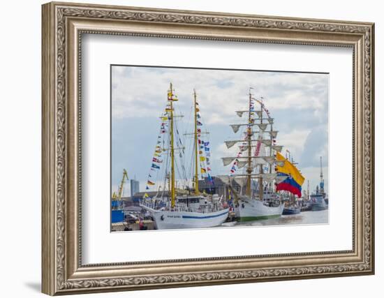 Tall sailboats in the harbor during Klaipeda Sea Festival, Klaipeda, Lithuania-Keren Su-Framed Photographic Print