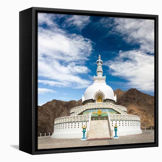 Tall Shanti Stupa near Leh - Jammu and Kashmir - Ladakh - India-Daniel Prudek-Framed Premier Image Canvas