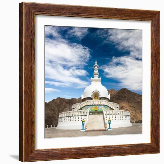 Tall Shanti Stupa near Leh - Jammu and Kashmir - Ladakh - India-Daniel Prudek-Framed Photographic Print