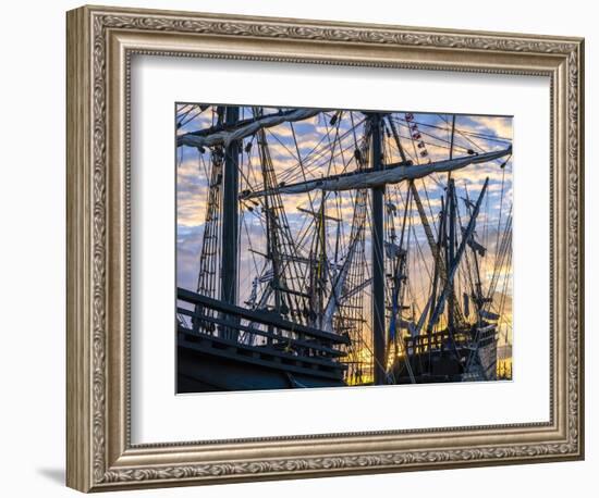 Tall ships against sky at sunrise, Rosmeur Harbour in Douarnenez city, Finistere, Brittany, France-Panoramic Images-Framed Photographic Print