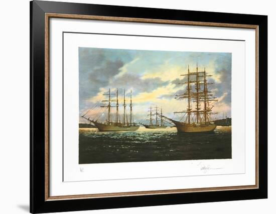 Tall ships at rest-Eldred Clark Johnson-Framed Limited Edition