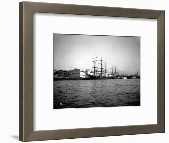 Tall Ships Moored at Dock, Port of Seattle, Circa 1913-Asahel Curtis-Framed Premium Giclee Print