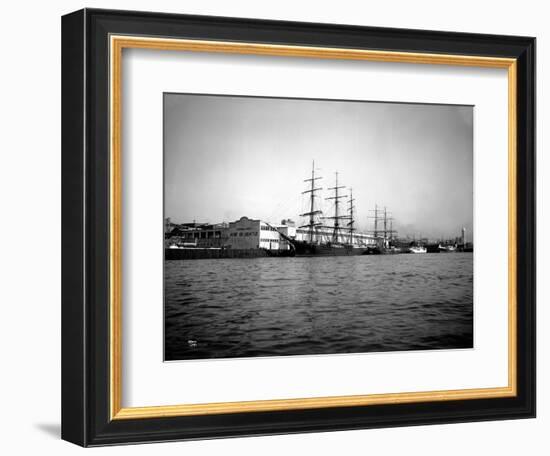 Tall Ships Moored at Dock, Port of Seattle, Circa 1913-Asahel Curtis-Framed Premium Giclee Print