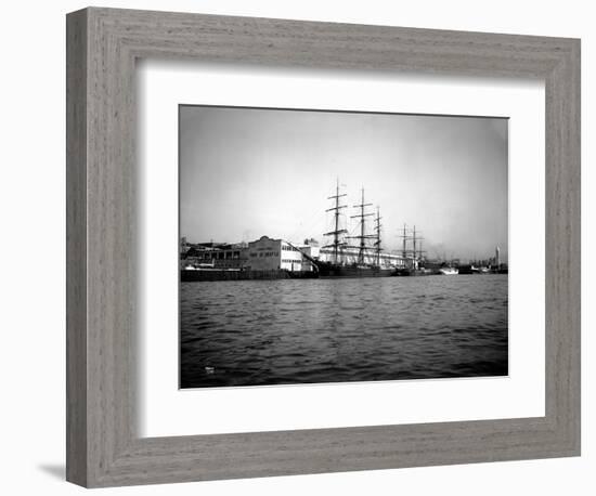 Tall Ships Moored at Dock, Port of Seattle, Circa 1913-Asahel Curtis-Framed Giclee Print