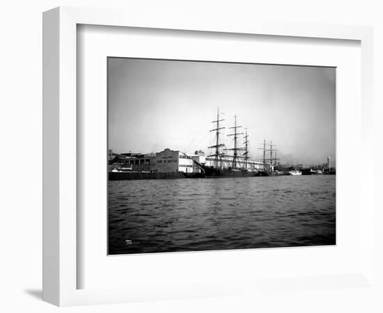 Tall Ships Moored at Dock, Port of Seattle, Circa 1913-Asahel Curtis-Framed Giclee Print