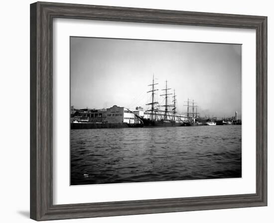 Tall Ships Moored at Dock, Port of Seattle, Circa 1913-Asahel Curtis-Framed Giclee Print