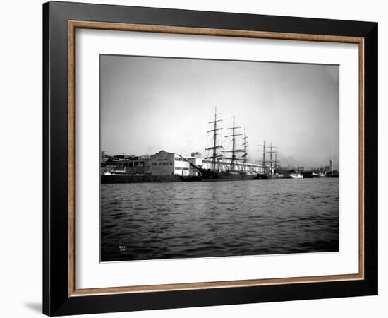 Tall Ships Moored at Dock, Port of Seattle, Circa 1913-Asahel Curtis-Framed Giclee Print