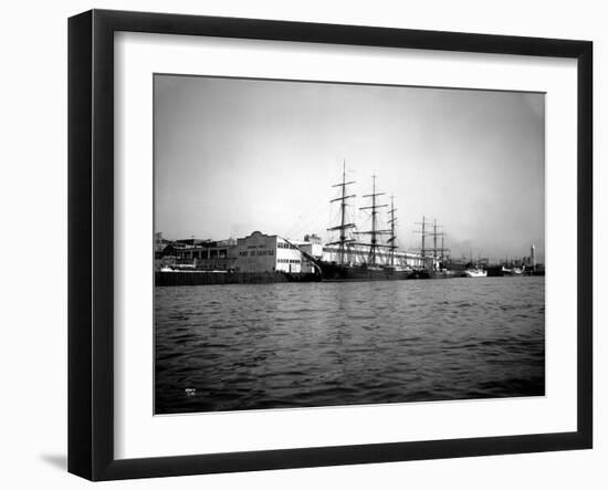 Tall Ships Moored at Dock, Port of Seattle, Circa 1913-Asahel Curtis-Framed Giclee Print