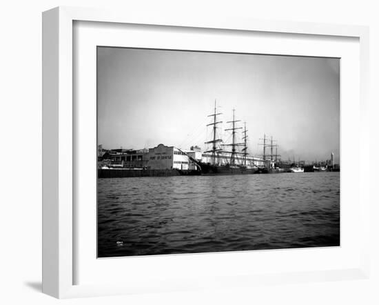 Tall Ships Moored at Dock, Port of Seattle, Circa 1913-Asahel Curtis-Framed Giclee Print