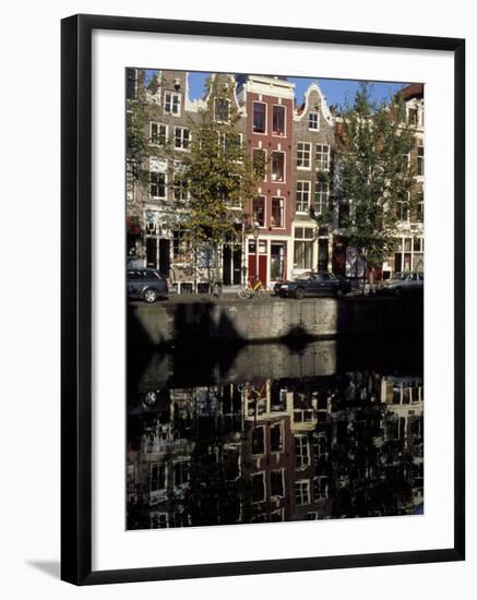 Tall Traditional Style Houses Reflected in the Water of a Canal, Amsterdam, the Netherlands-Richard Nebesky-Framed Photographic Print