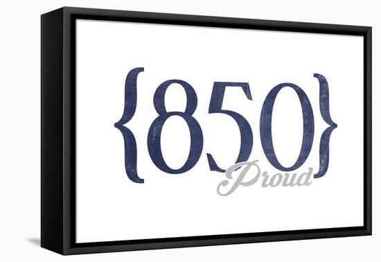 Tallahassee, Florida - 850 Area Code (Blue)-Lantern Press-Framed Stretched Canvas