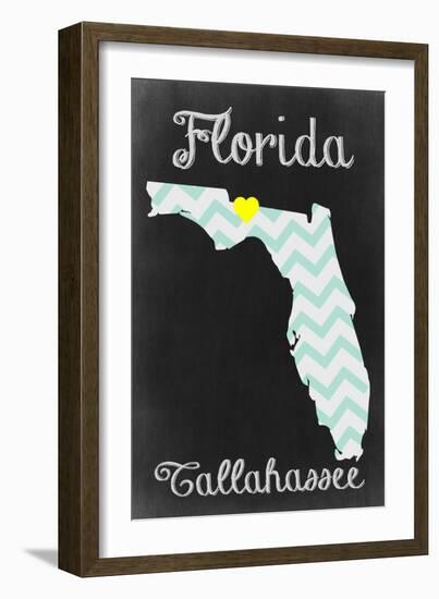 Tallahassee, Florida - Chalkboard State Heart-Lantern Press-Framed Art Print