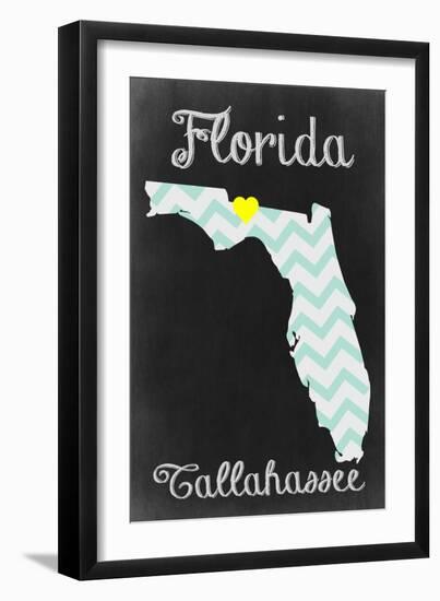 Tallahassee, Florida - Chalkboard State Heart-Lantern Press-Framed Art Print