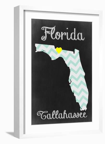 Tallahassee, Florida - Chalkboard State Heart-Lantern Press-Framed Art Print