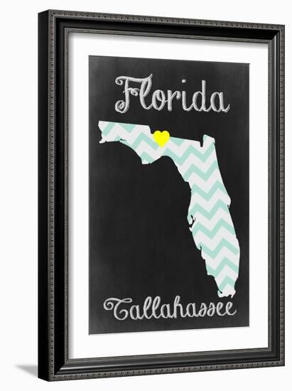 Tallahassee, Florida - Chalkboard State Heart-Lantern Press-Framed Art Print