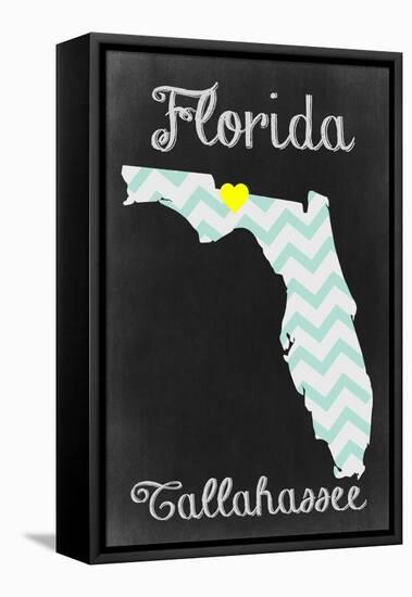 Tallahassee, Florida - Chalkboard State Heart-Lantern Press-Framed Stretched Canvas
