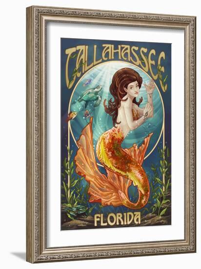 Tallahassee, Florida - Mermaid-Lantern Press-Framed Art Print