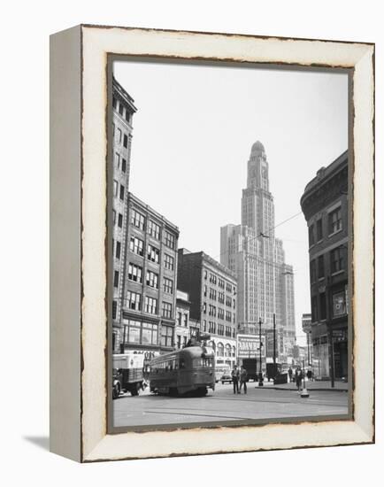Tallest Building in Borough of Brooklyn, Looming in the Background-Ed Clark-Framed Premier Image Canvas