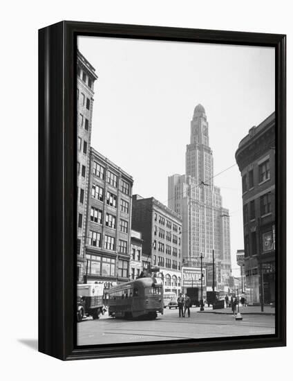 Tallest Building in Borough of Brooklyn, Looming in the Background-Ed Clark-Framed Premier Image Canvas