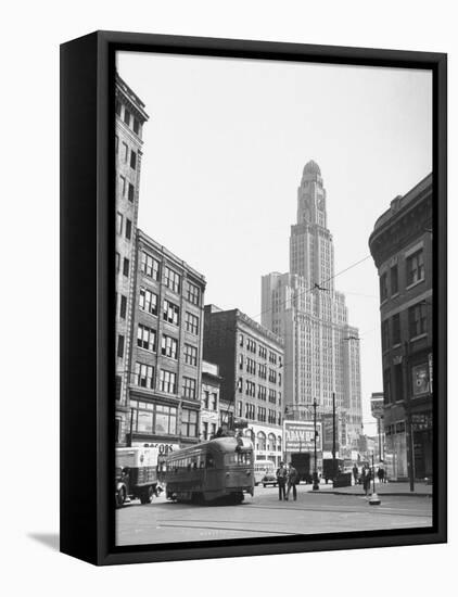 Tallest Building in Borough of Brooklyn, Looming in the Background-Ed Clark-Framed Premier Image Canvas