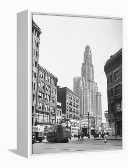 Tallest Building in Borough of Brooklyn, Looming in the Background-Ed Clark-Framed Premier Image Canvas