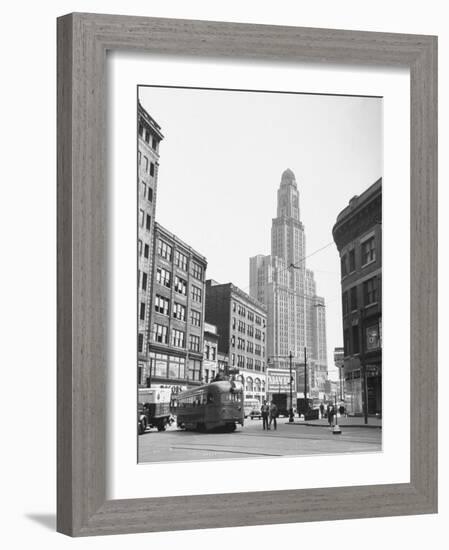 Tallest Building in Borough of Brooklyn, Looming in the Background-Ed Clark-Framed Photographic Print