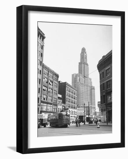 Tallest Building in Borough of Brooklyn, Looming in the Background-Ed Clark-Framed Photographic Print