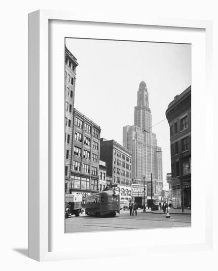 Tallest Building in Borough of Brooklyn, Looming in the Background-Ed Clark-Framed Photographic Print