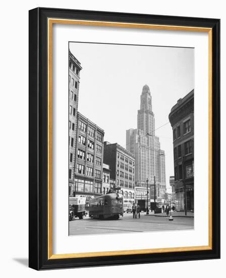 Tallest Building in Borough of Brooklyn, Looming in the Background-Ed Clark-Framed Photographic Print