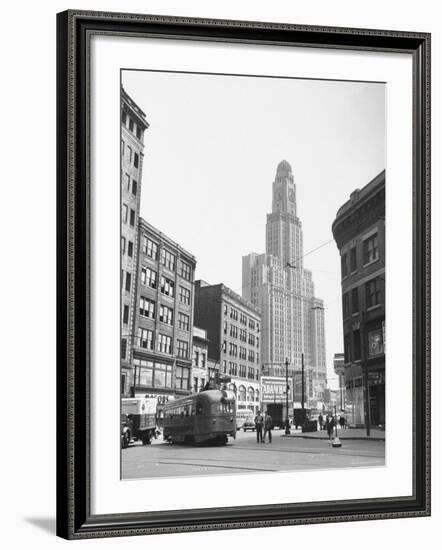 Tallest Building in Borough of Brooklyn, Looming in the Background-Ed Clark-Framed Photographic Print