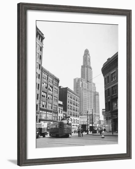 Tallest Building in Borough of Brooklyn, Looming in the Background-Ed Clark-Framed Photographic Print