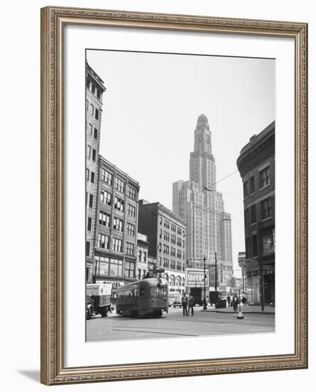 Tallest Building in Borough of Brooklyn, Looming in the Background-Ed Clark-Framed Photographic Print