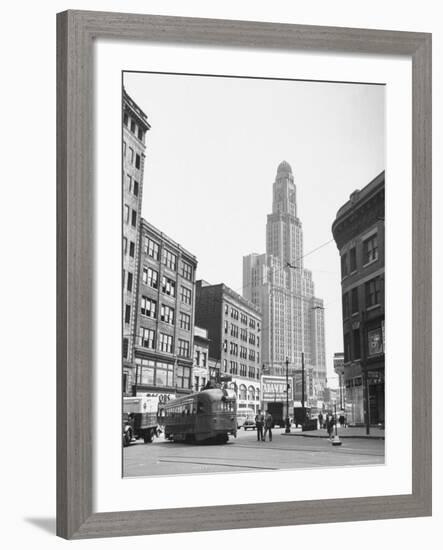 Tallest Building in Borough of Brooklyn, Looming in the Background-Ed Clark-Framed Photographic Print