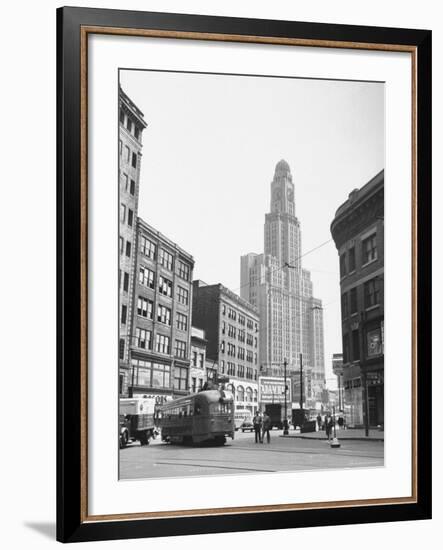 Tallest Building in Borough of Brooklyn, Looming in the Background-Ed Clark-Framed Photographic Print