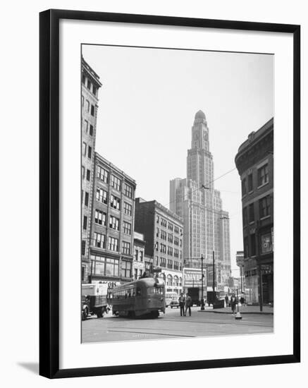 Tallest Building in Borough of Brooklyn, Looming in the Background-Ed Clark-Framed Photographic Print