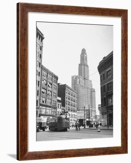 Tallest Building in Borough of Brooklyn, Looming in the Background-Ed Clark-Framed Photographic Print