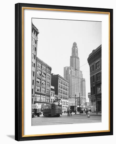Tallest Building in Borough of Brooklyn, Looming in the Background-Ed Clark-Framed Photographic Print