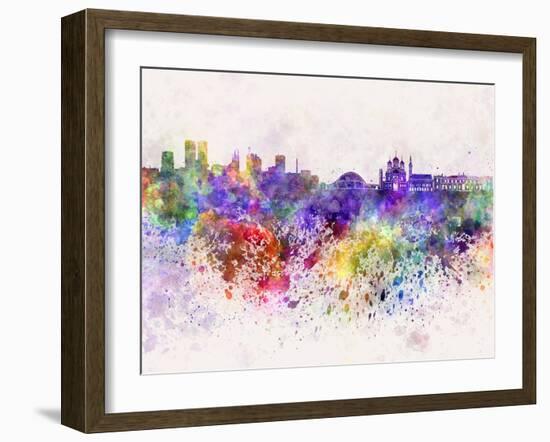 Tallinn Skyline in Watercolor Background-paulrommer-Framed Art Print